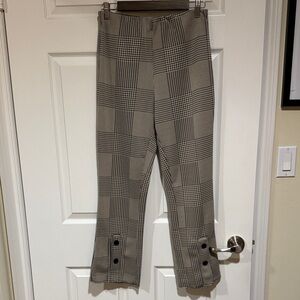 Zara Plaid Button-Detail Pants